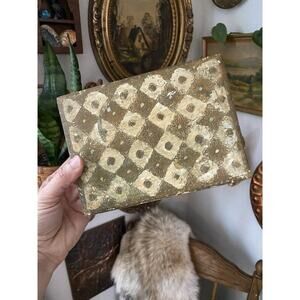 Vintage Italian Florentine Gold Gilt Trinket Box Hinged Lid Gold Box Felt Liner